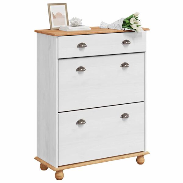 vidaXL Mobile per scarpe con cassetto ASKIM Bianco 85 x 35 x 108 cm