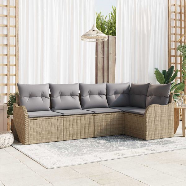 vidaXL Set Divano da Giardino Beige polyrattan