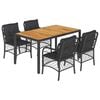 vidaXL Set da Pranzo da Giardino 5 pz Nero con Cuscini in Polyrattan