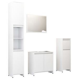 vidaXL Set Mobili da Bagno 4 pz Bianco in Truciolato