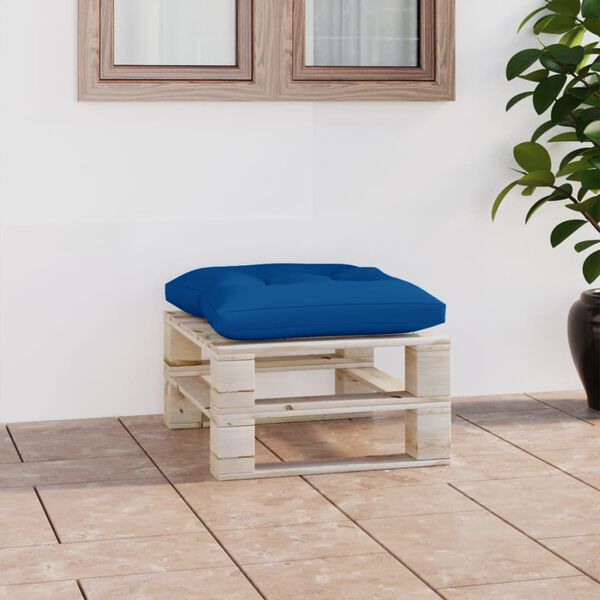 vidaXL Pouf da Giardino su Pallet Cuscino Blu Reale in Legno di Pino