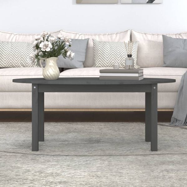 vidaXL Tavolino da Salotto Grigio 110x55x45 cm Legno Massello di Pino