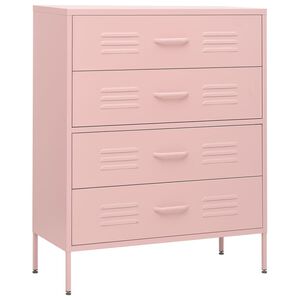 vidaXL Cassettiera Rosa 80x35x101,5 cm in Acciaio