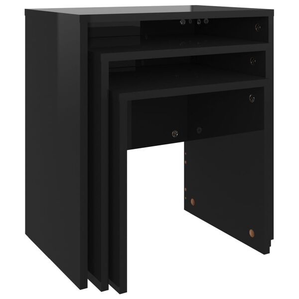 vidaXL Tavolini da Salotto Impilabili 3 pz Nero Lucido in Truciolato