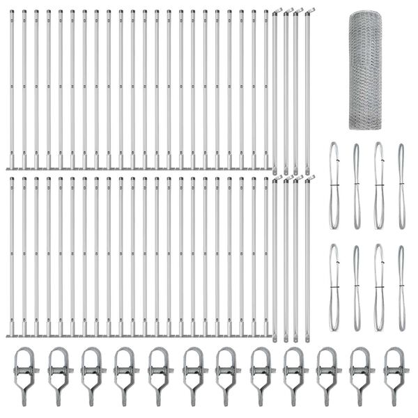 vidaXL Recinzione con pali. Argento 0.6 x 100 m