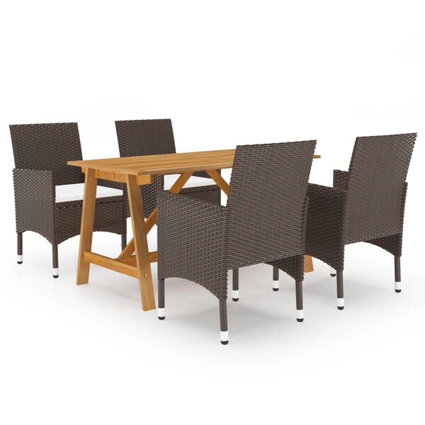 vidaXL Set da Pranzo da Giardino 5 pz con Cuscini Marrone