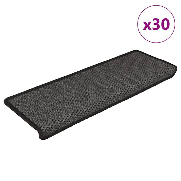 vidaXL Tappeti Adesivi Scale Aspetto Sisal 30 pz 65x21x4 cm Antracite