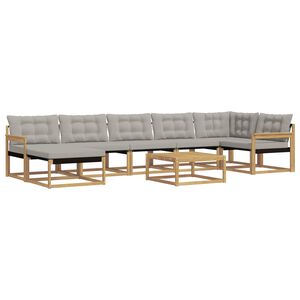 vidaXL Set di divani da esterno 8 pz Bianco e Grigio Chiaro