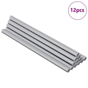 vidaXL Barre filettate 12 pcs Argento M6 x 120 mm Metallo