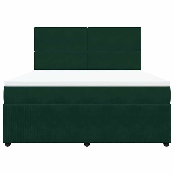 vidaXL Giroletto a Molle con Materasso Verde Scuro 180x200 cm Velluto