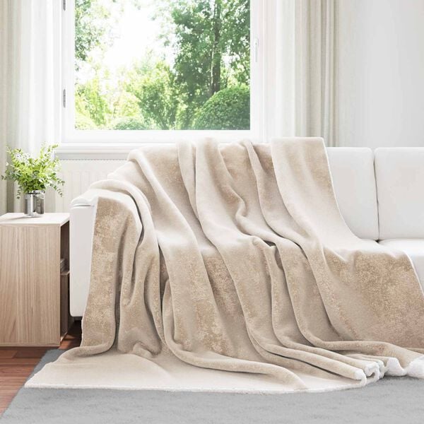 vidaXL Coperta Beige 220 x 240 cm Panno