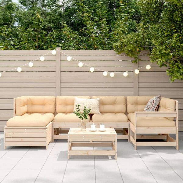 vidaXL Set Divani da Giardino 7 pz in Legno Massello di Pino