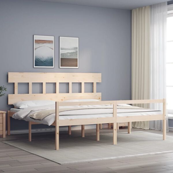 vidaXL Letto per Anziani con Testiera 200x200 cm in Legno Massello