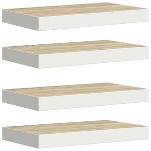 vidaXL Scaffali a Parete 4 pz Rovere e Bianco 50x23,5x3,8 cm in MDF