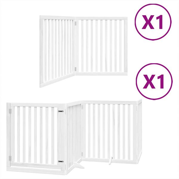 vidaXL Cancello Cani Porta Pieghevole Bianco 6 Pannelli 480 cm Pioppo