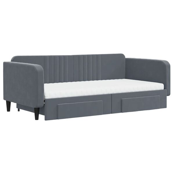 vidaXL Divano Letto Estraibile Cassetti Grigio Scuro 100x200cm Velluto