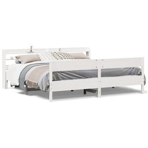 vidaXL Giroletto senza Materasso Bianco 200x200 cm Legno Massello Pino