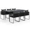 vidaXL Set da Pranzo da Giardino 7 pz Nero