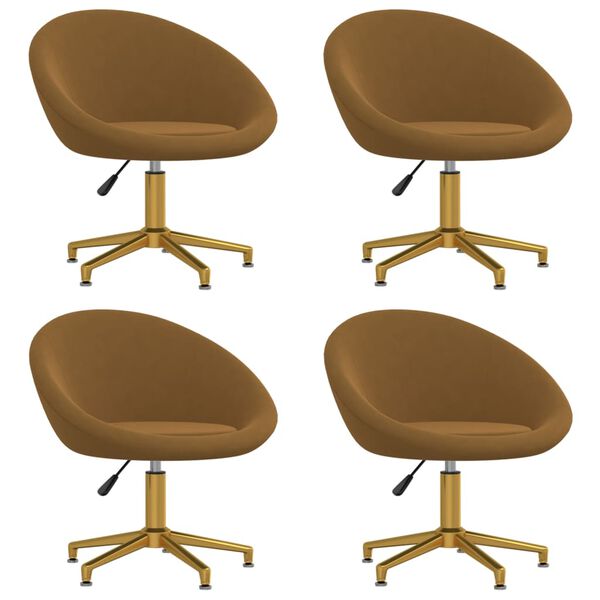 vidaXL Sedie da Pranzo 4 pz Marroni in Velluto