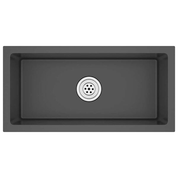 vidaXL Lavello da Cucina Lavorato a Mano Nero Acciaio Inox