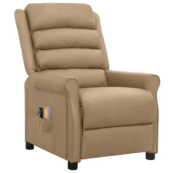 vidaXL Poltrona Massaggio Elettrica Cappuccino Similpelle