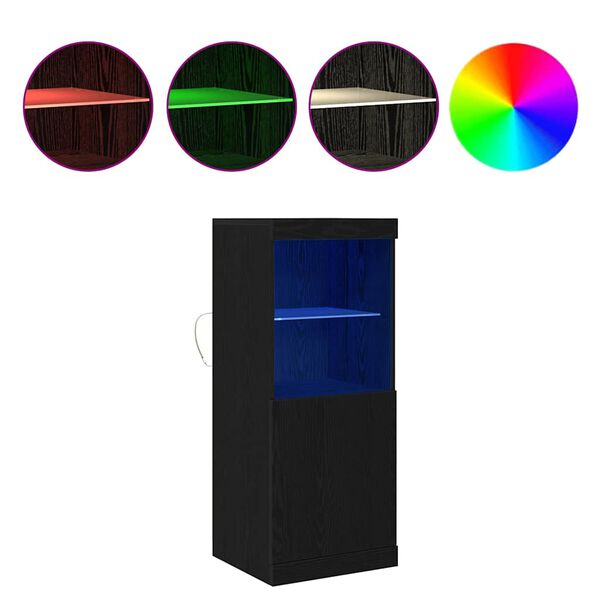 vidaXL Madia LED Rovere Nero 41 x 37 x 100 cm Legno multistrato