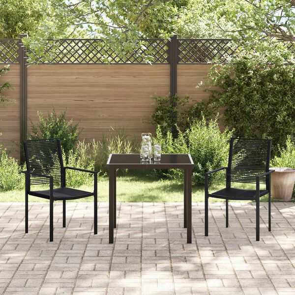 vidaXL Set da Pranzo per Giardino 3 pcs Nero