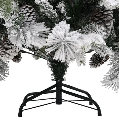 vidaXL Albero di Natale con Neve Floccata e Pigne 150 cm in PVC e PE