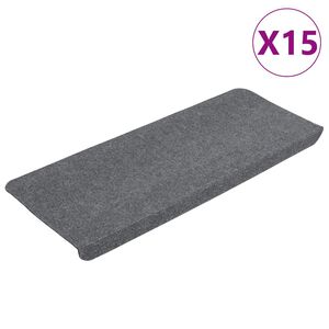 vidaXL Tappetini Autoadesivi per Scale 15 pz 65x24,5x3,5 cm Grigio