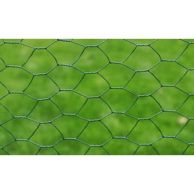 vidaXL Recinzione in Rete per Pollaio Rivestita in PVC 25x0,5 m Verde