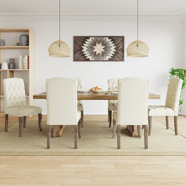 vidaXL Sedie da Pranzo 6 pz Beige in Tessuto Effetto Lino