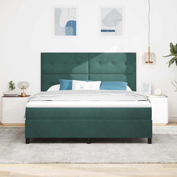 vidaXL Letto a Sorgente LED Verde Scuro 180 x 200 cm Tessuto