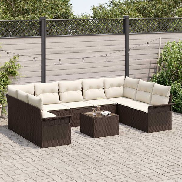 vidaXL Set Divano da Giardino 10 pcs Grigio polyrattan