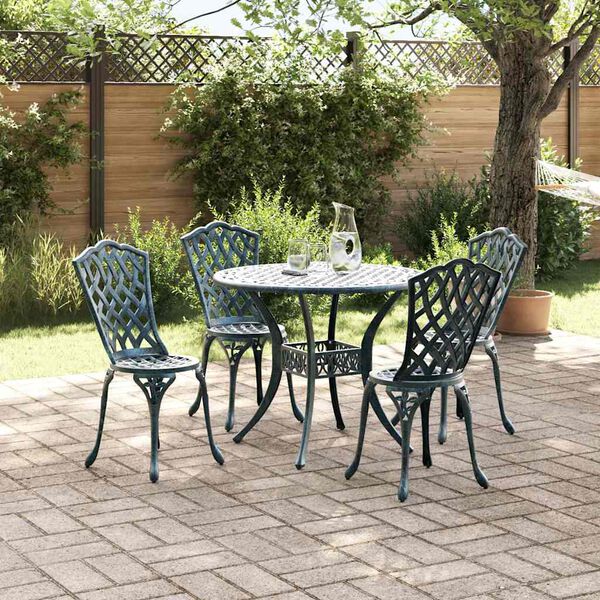 vidaXL Set da Pranzo per Giardino 5 pcs Verde Alluminio