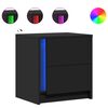 vidaXL Comodini con Luci LED 2pz Neri in Legno Multistrato