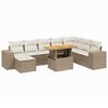 vidaXL Set Divano da Giardino 9 pz con Cuscini Beige in Polyrattan