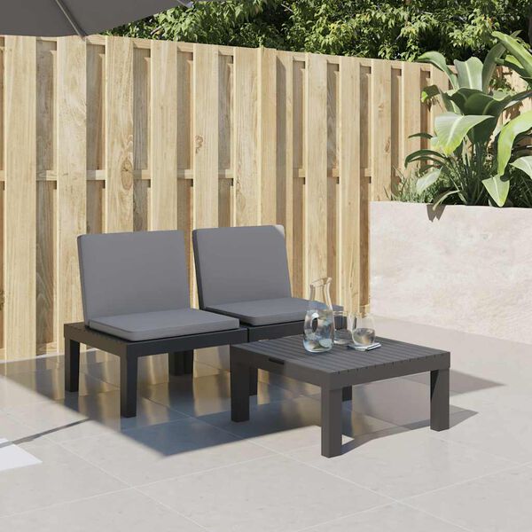 vidaXL Lettino Prendisole con Cuscini Antracite in PP