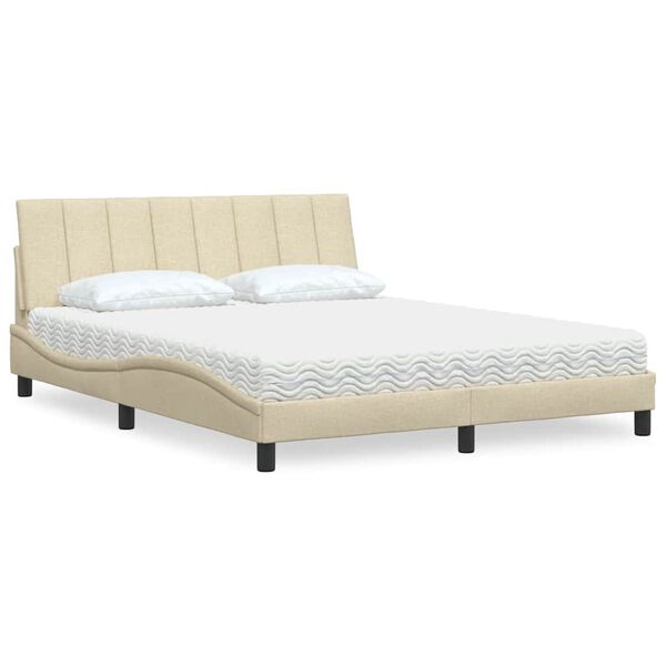 vidaXL Letto con Materasso Hanko Crema 160x200 cm in Tessuto
