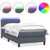 vidaXL Letto a Molle con Materasso e LED Grigio Scuro 100x220 cm Velluto