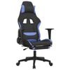 vidaXL Sedia da Gaming con Poggiapiedi Nero e Blu in Tessuto