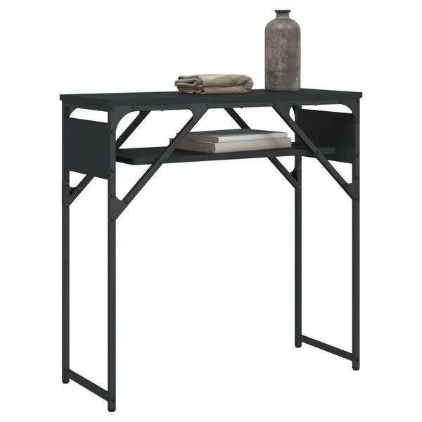 vidaXL Tavolo Consolle con Ripiano Nero 75x30x75cm Legno Multistrato