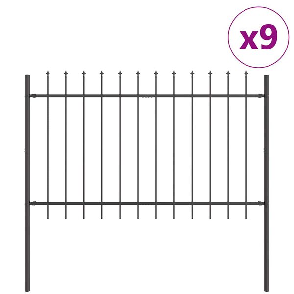 vidaXL Recinzione per Giardino 9 pcs Grigio 15,3 x 1 m