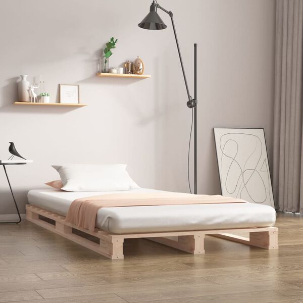 vidaXL Letto a Pallet 90x200 cm in Legno Massello di Pino