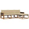 vidaXL Set di divani da esterno con cuscino 4 pcs Naturale e Beige