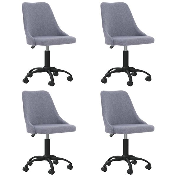 vidaXL Sedie da Pranzo Girevoli 4 pz Grigio Chiaro in Tessuto