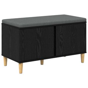 vidaXL Panca per ingresso con cuscino Rovere Nero 80 x 38 x 46 cm