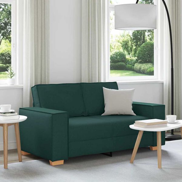 vidaXL Divano a 2 posti Verde scuro 160x78x84 cm in tessuto