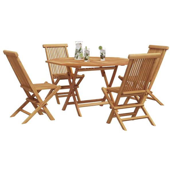 vidaXL Set da Pranzo per Giardino 5 pcs Marrone Legno massello di teak