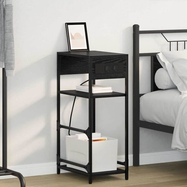 vidaXL Armadio da Notte Rovere Nero 40 x 27 x 76 cm Legno multistrato