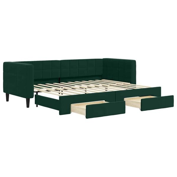 vidaXL Divano Letto Estraibile Cassetti Verde Scuro 80x200cm Velluto